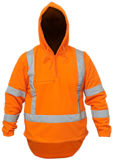 HI VIS TTMC-W17 X-BACK POLAR FLEECE HOODIE, - Heavy WeightBack Polar Fleece 1/2 Zip Hoodie - 380gsm