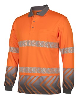 HI VIS POLO SHIRT ARROW SUB - Day/Night, Segmented Reflective Tape, Long Sleeve