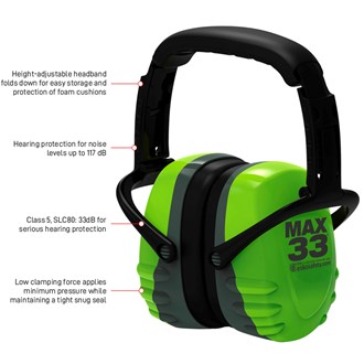 MAX33 FOLDING EARMUFFS - Class 5 , Die-Electric