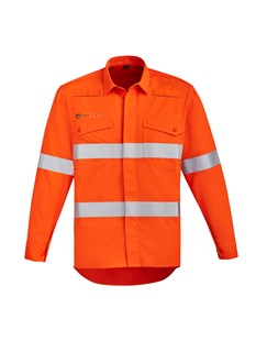 SZ Mens Orange Flame Hi Vis Open Front Shirt - Hoop Taped