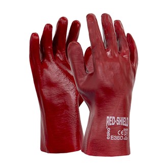 CHEMICAL RESISTANT GLOVES - Red Shield Single Dipped PVC - 
