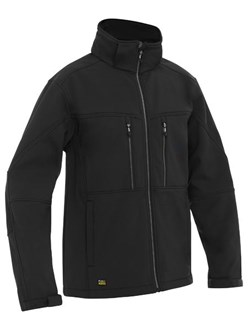 BISLEY PRO SOFTSHELL JACKET - 320 gsm Heavyweight, Showerproof, Detachable Hood, Warm Lining