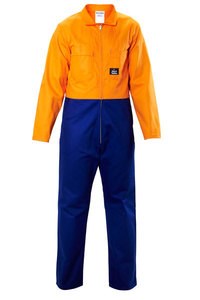 HI VIS OVERALLS ZIP FRONT POLYCOTTON - Hard Yakka, Polycotton, - Mid Weight