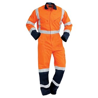 OVERALLS WORKZONE- TTMC, Cotton, Zip. Orange/Navy