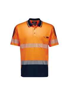 Mens Hi Vis Flux Segmented Tape Short Sleeve Polo