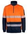 TAPED HI VIS SWEATSHIRT, - Reflectibve Tape, Heavy Weight, 1/2 Zip, PolyCotton